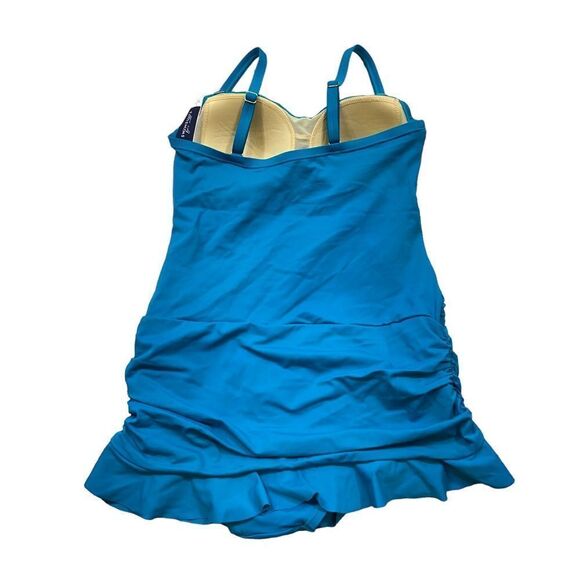 New without Tags Swimsuits for All Turquoise One Piece Swim Suit with Skirt 8 - Picture 5 of 10